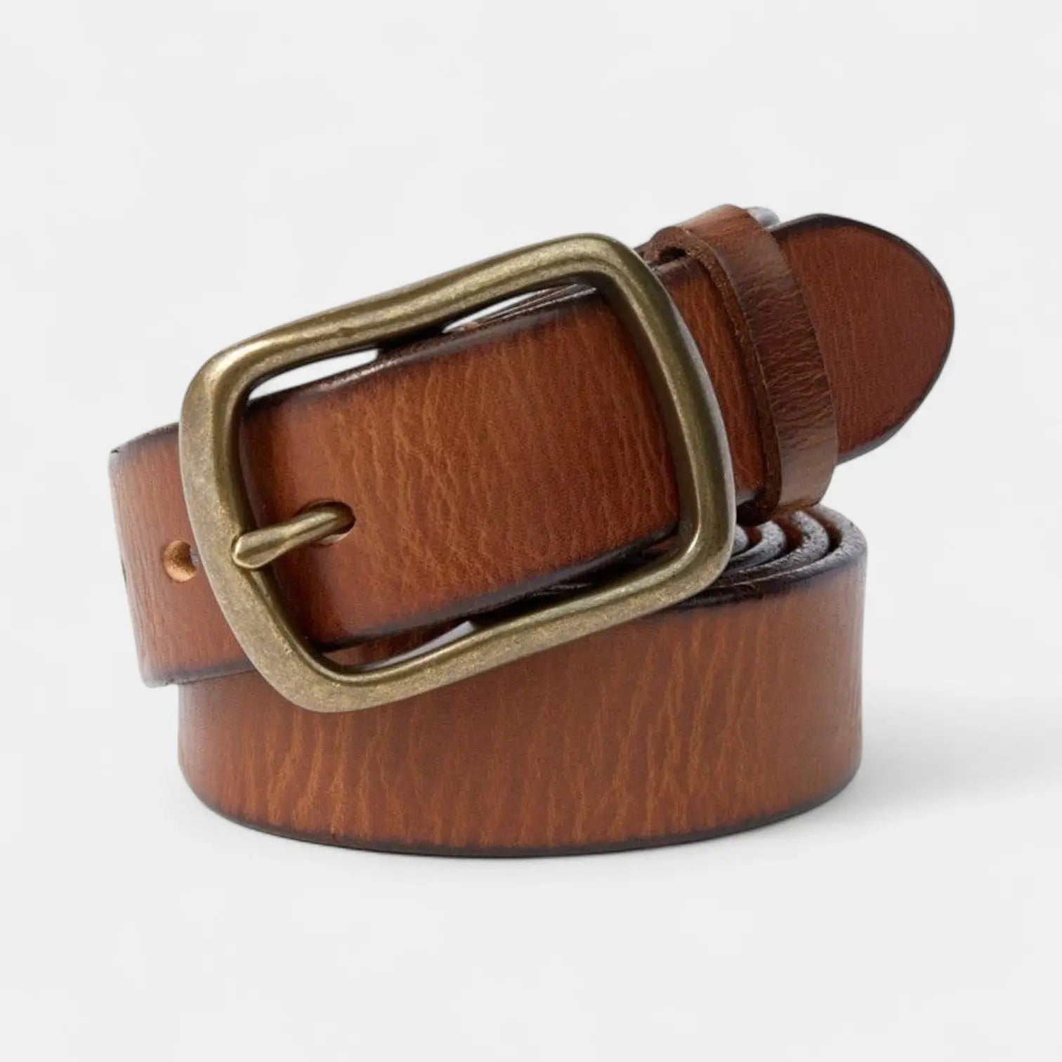 Ceinture Cuir Pleine Fleur Homme Casual Vintage Boucle Laiton | Halvex La Maison de la Ceinture