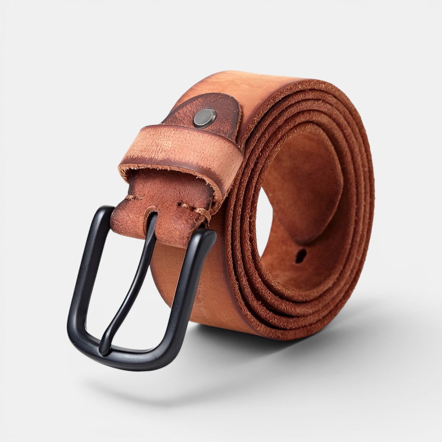 Ceinture Cuir Homme Pleine Fleur Boucle Ardillon Cognac | Norvek