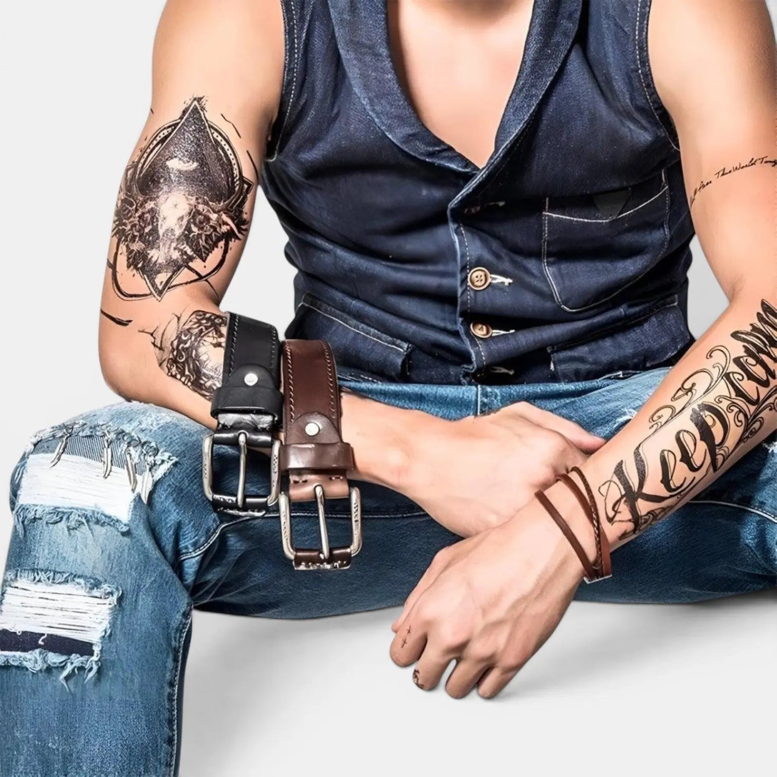 Ceinture Cuir Pleine Fleur Vieilli Homme Boucle Laiton | Lairvex La Maison de la Ceinture