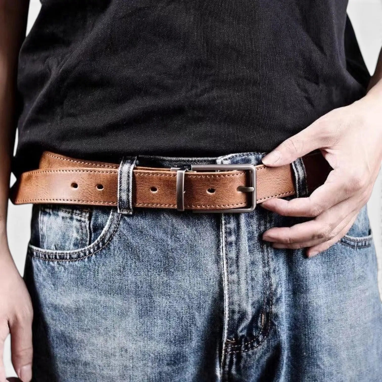Ceinture Cuir Pleine Fleur Vieilli Homme Boucle Ardillon | Polvex La Maison de la Ceinture