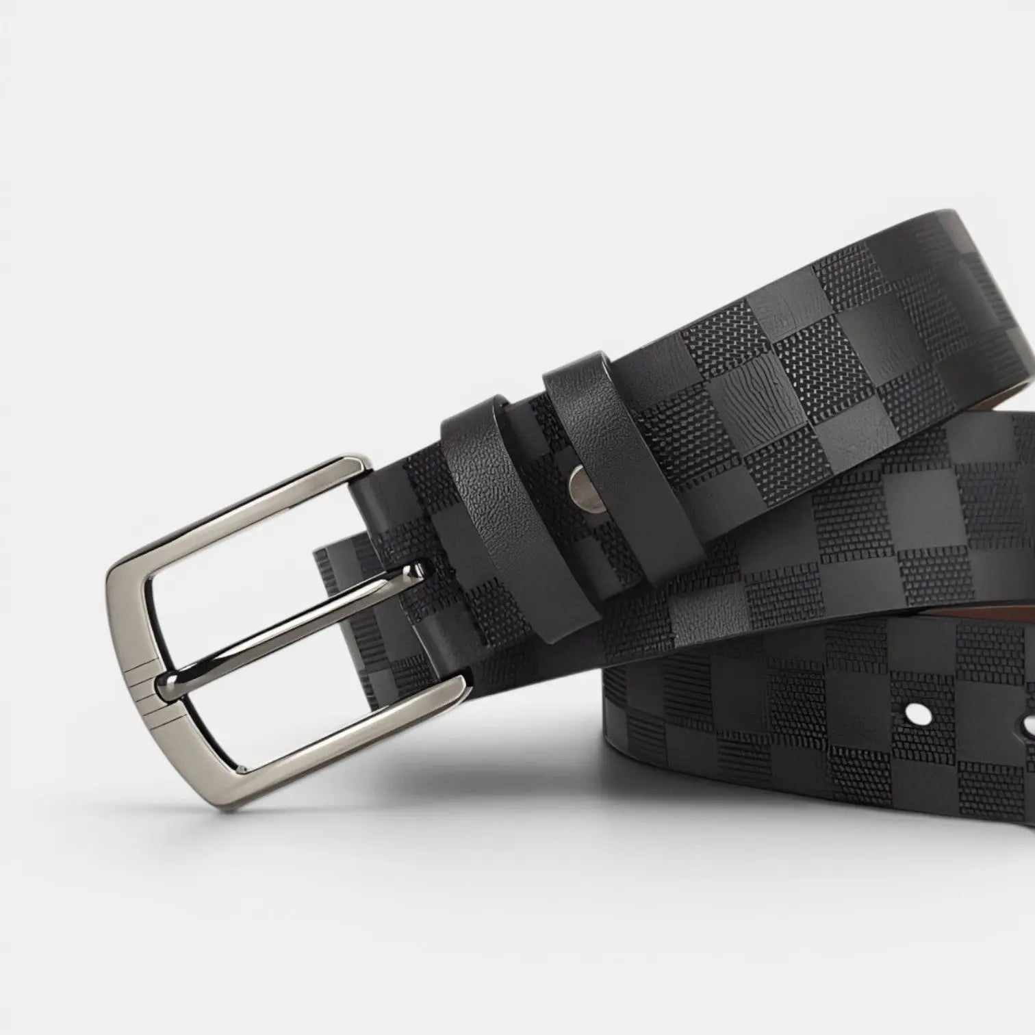 Ceinture Cuir Texturé Damier Homme Boucle Ardillon | Darvex La Maison de la Ceinture