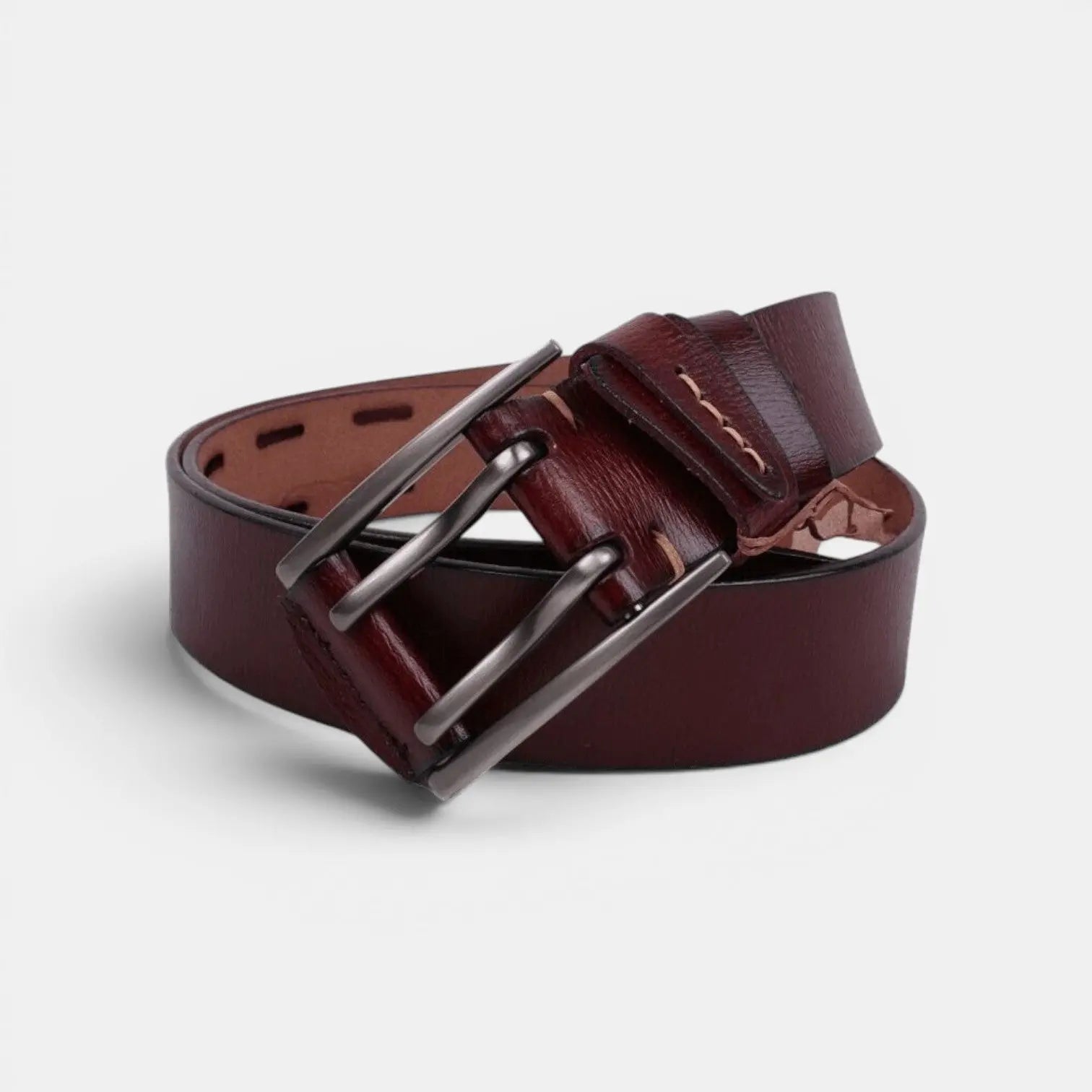 Ceinture Cuir Lisse Casual Homme Boucle Double Ardillon | Talvox La Maison de la Ceinture