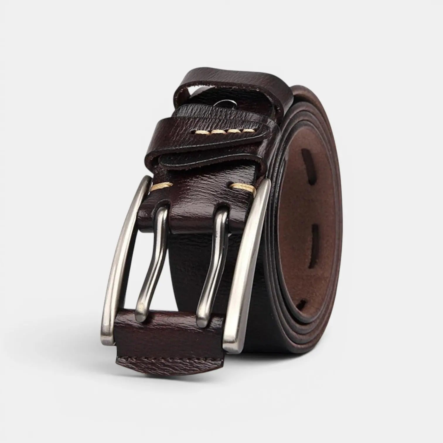 Ceinture Cuir Lisse Casual Homme Boucle Double Ardillon | Talvox La Maison de la Ceinture