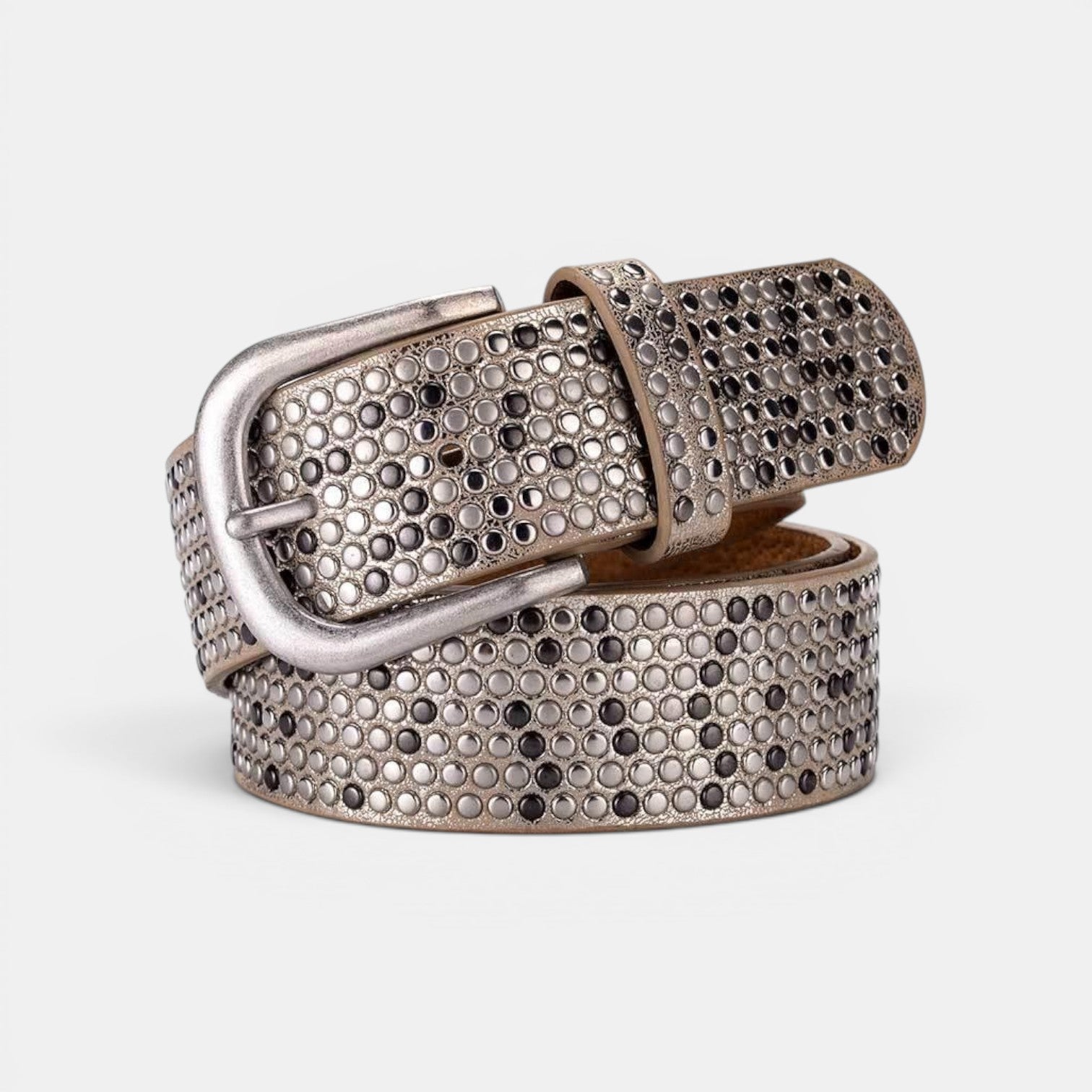 Ceinture Simili Cuir Femme Cloutée Boucle Arrondie | Vernasi