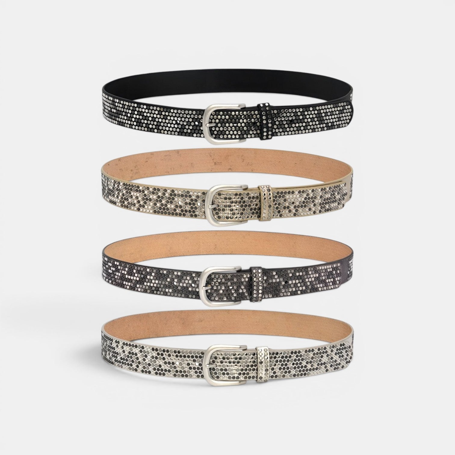 Ceinture Simili Cuir Femme Cloutée Boucle Arrondie | Vernasi