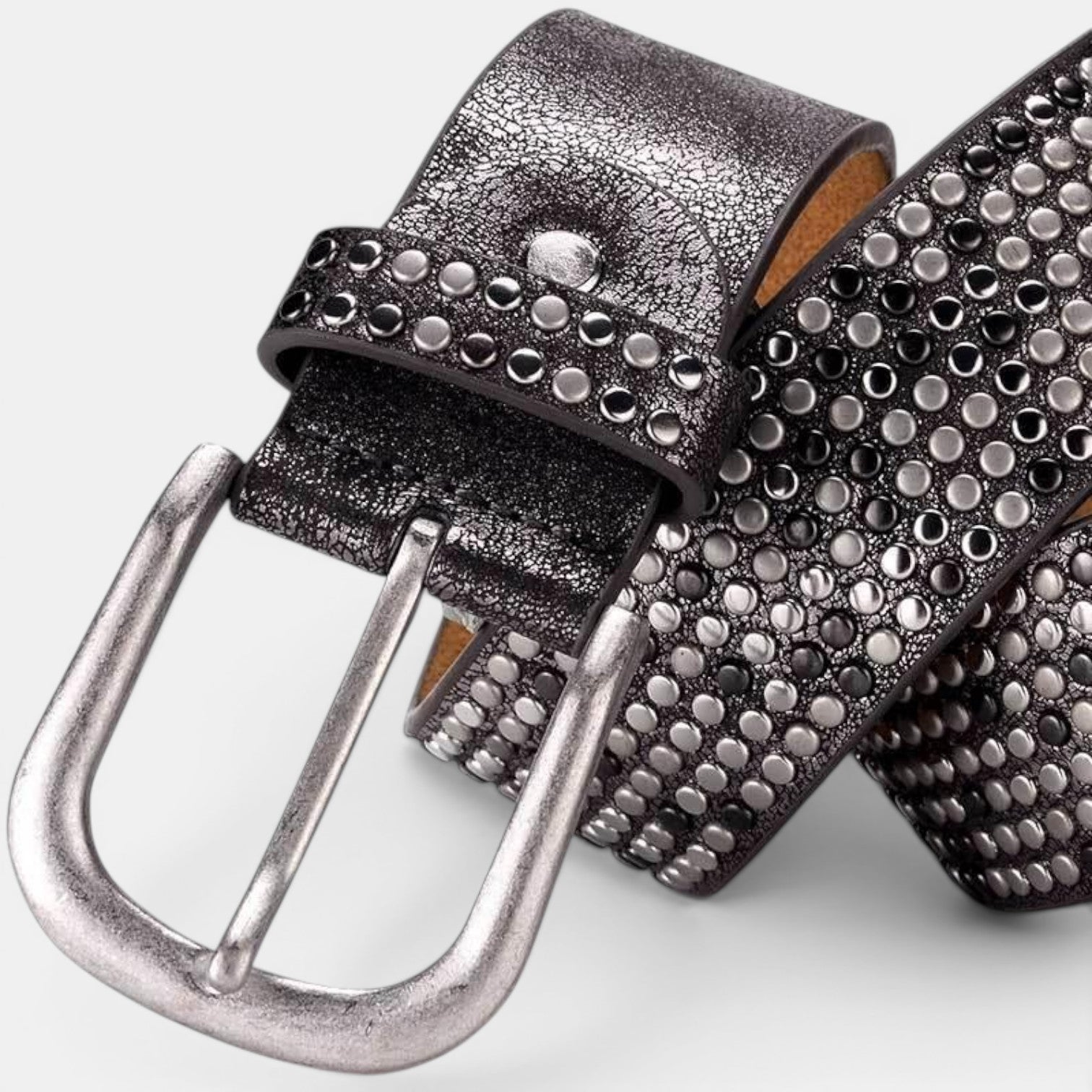 Ceinture Simili Cuir Femme Cloutée Boucle Arrondie | Vernasi