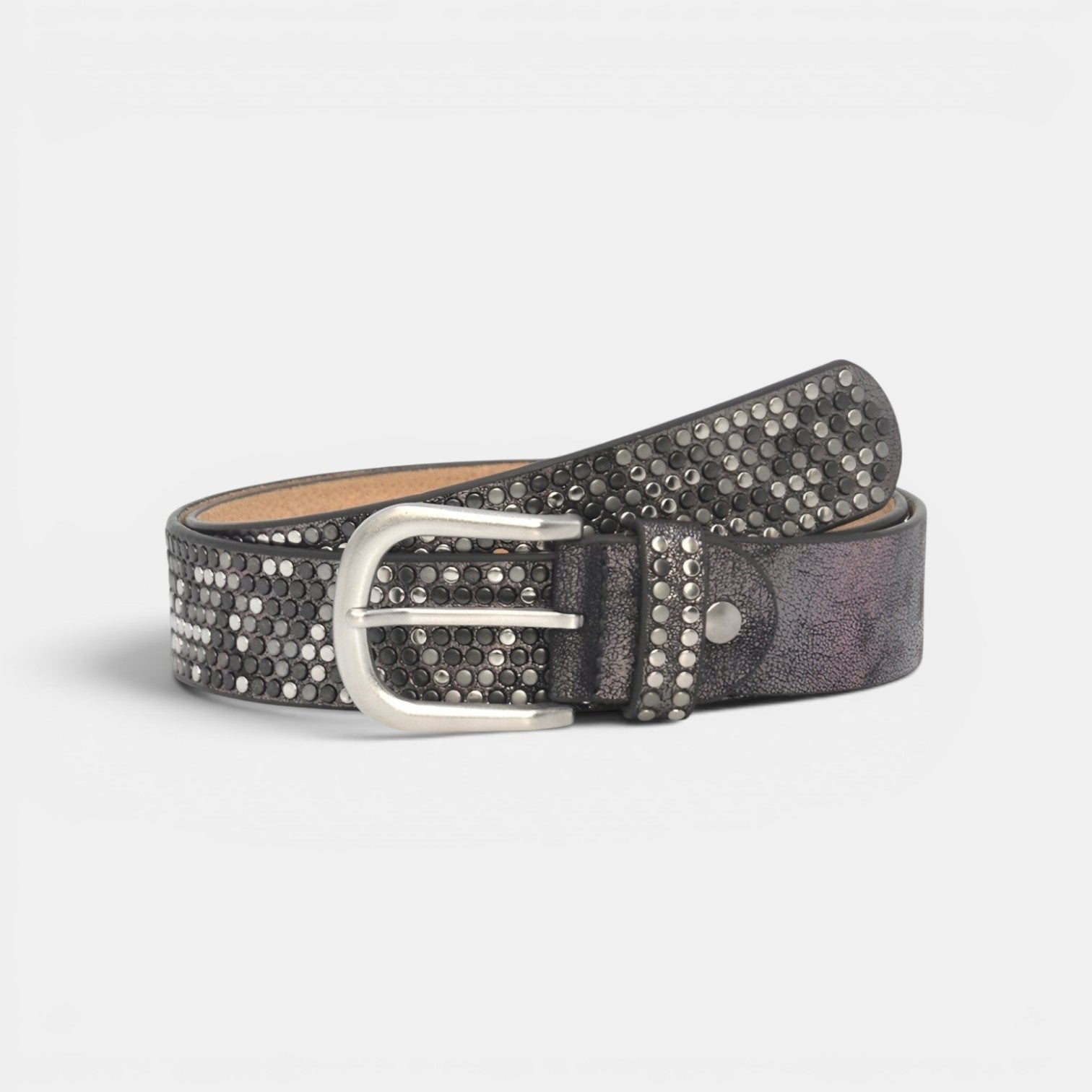 Ceinture Simili Cuir Femme Cloutée Boucle Arrondie | Vernasi