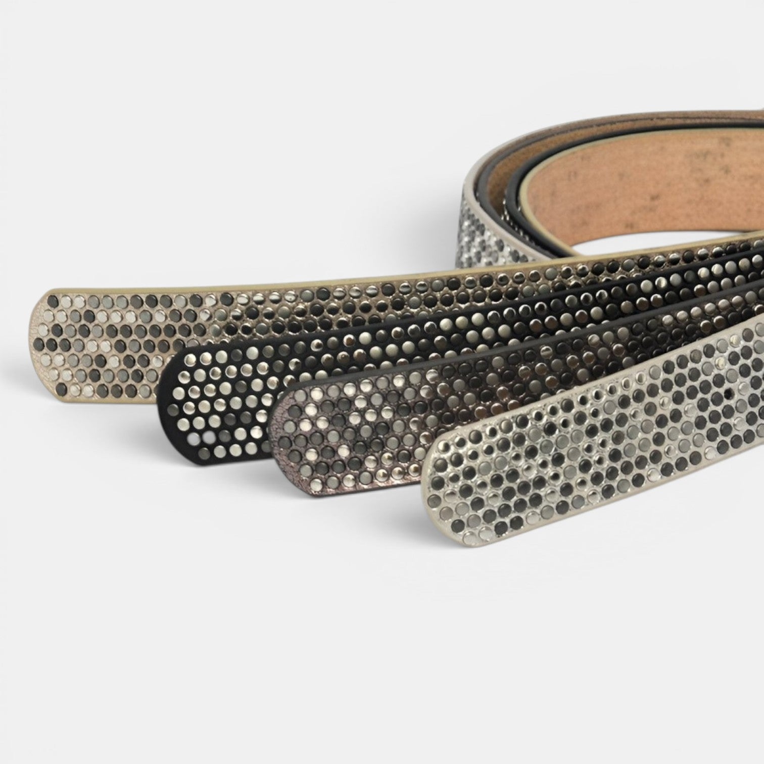 Ceinture Simili Cuir Femme Cloutée Boucle Arrondie | Vernasi