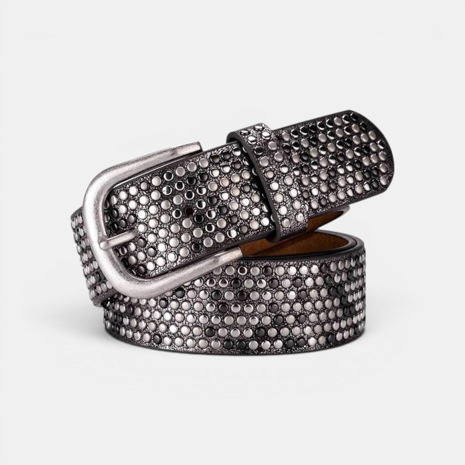 Ceinture Simili Cuir Femme Cloutée Boucle Arrondie | Vernasi