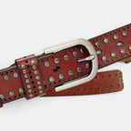 Ceinture Cuir Cloutée Perforée Femme Boucle Ardillon | Talvix La Maison de la Ceinture