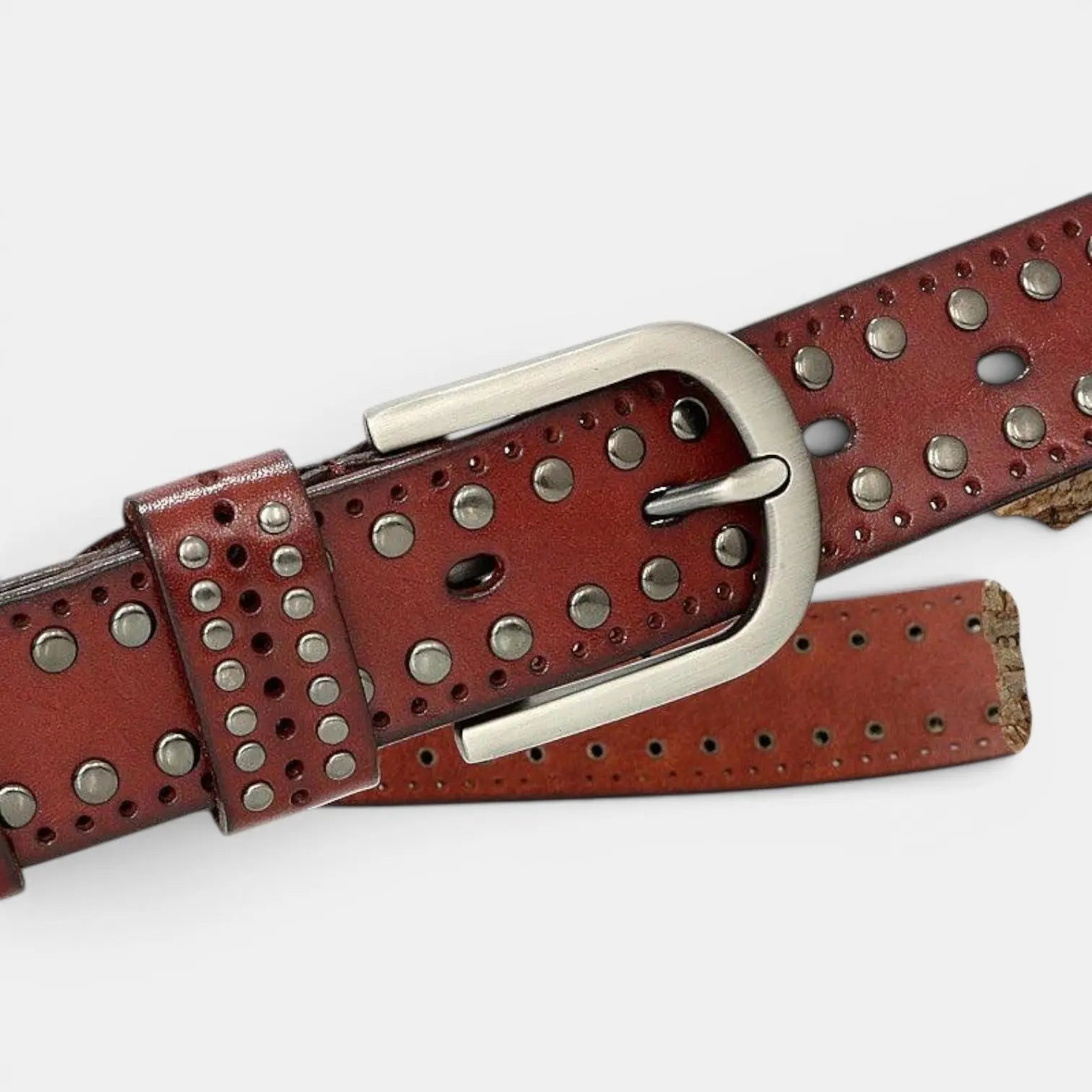 Ceinture Cuir Cloutée Perforée Femme Boucle Ardillon | Talvix La Maison de la Ceinture