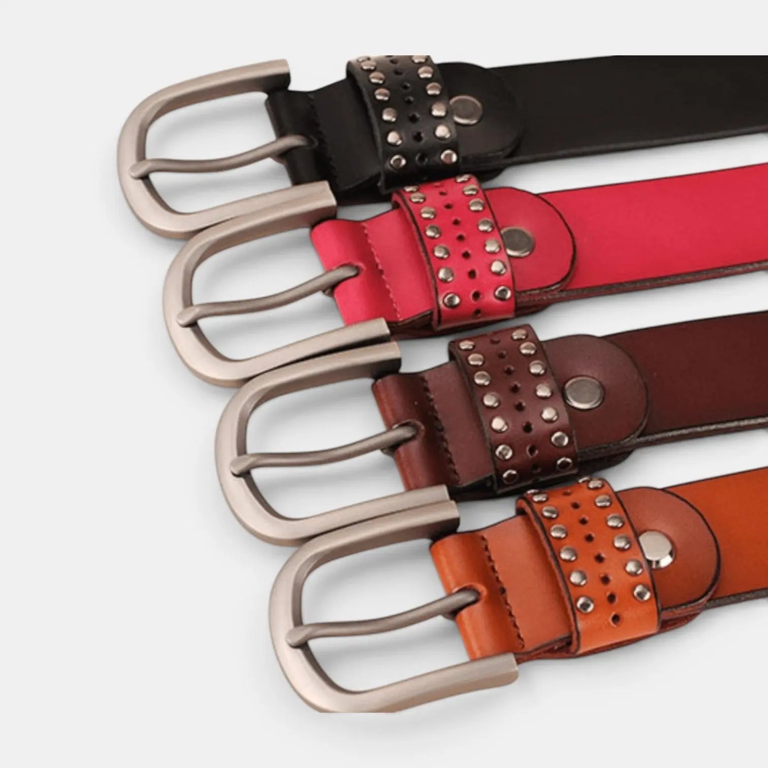 Ceinture Cuir Cloutée Perforée Femme Boucle Ardillon | Talvix La Maison de la Ceinture