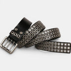 Ceinture Cloutée Cuir Rivets Boucle Triple Ardillon Mixte | Rivex La Maison de la Ceinture