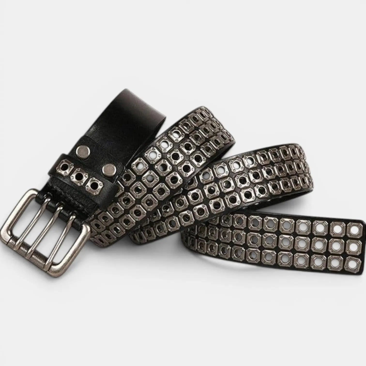 Ceinture Cloutée Cuir Rivets Boucle Triple Ardillon Mixte | Rivex La Maison de la Ceinture