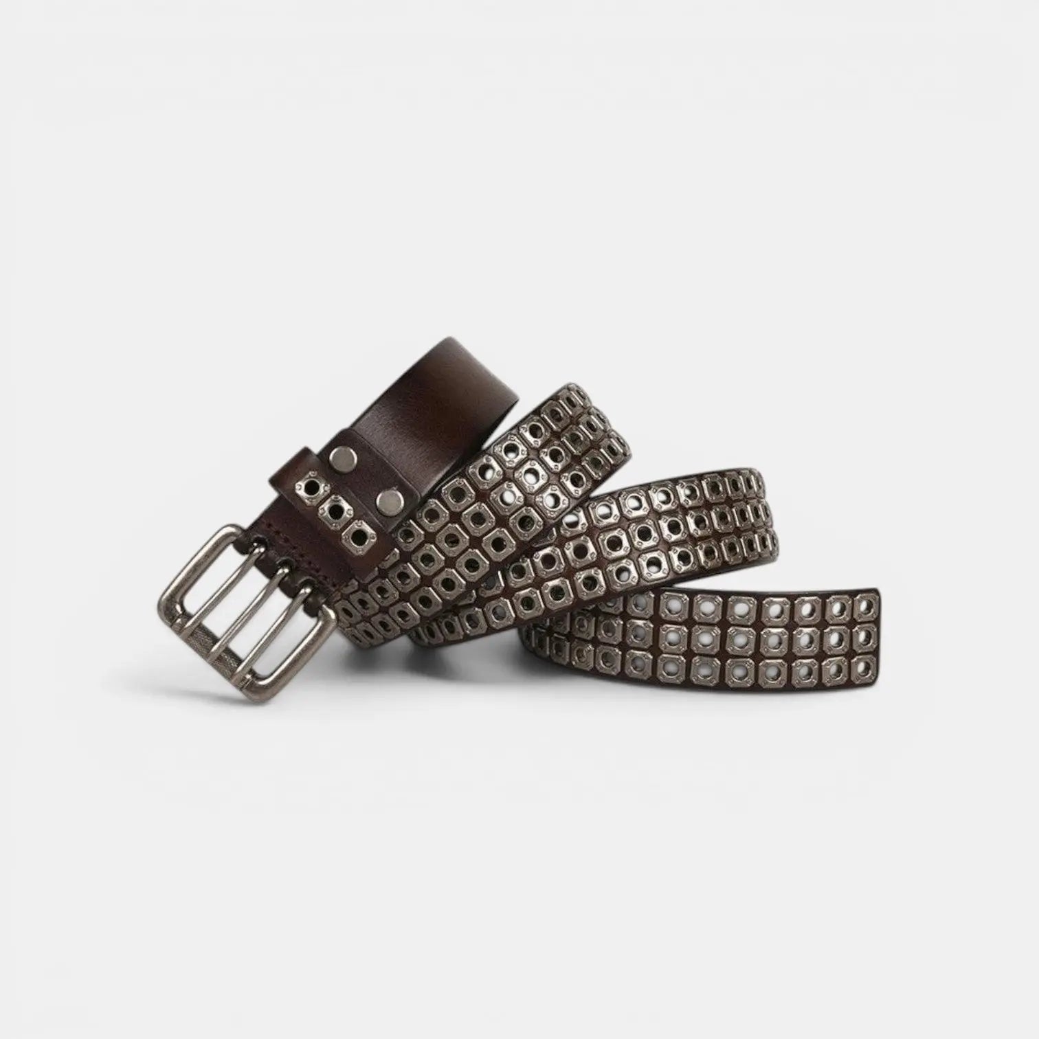 Ceinture Cloutée Cuir Rivets Boucle Triple Ardillon Mixte | Rivex La Maison de la Ceinture