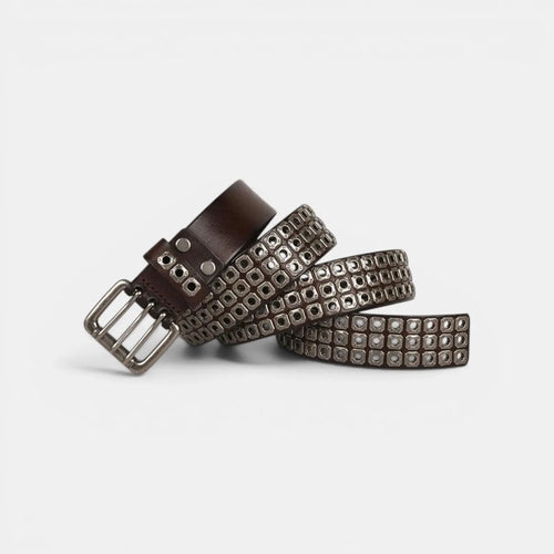 Ceinture Cloutée Cuir Rivets Boucle Triple Ardillon Mixte | Rivex La Maison de la Ceinture