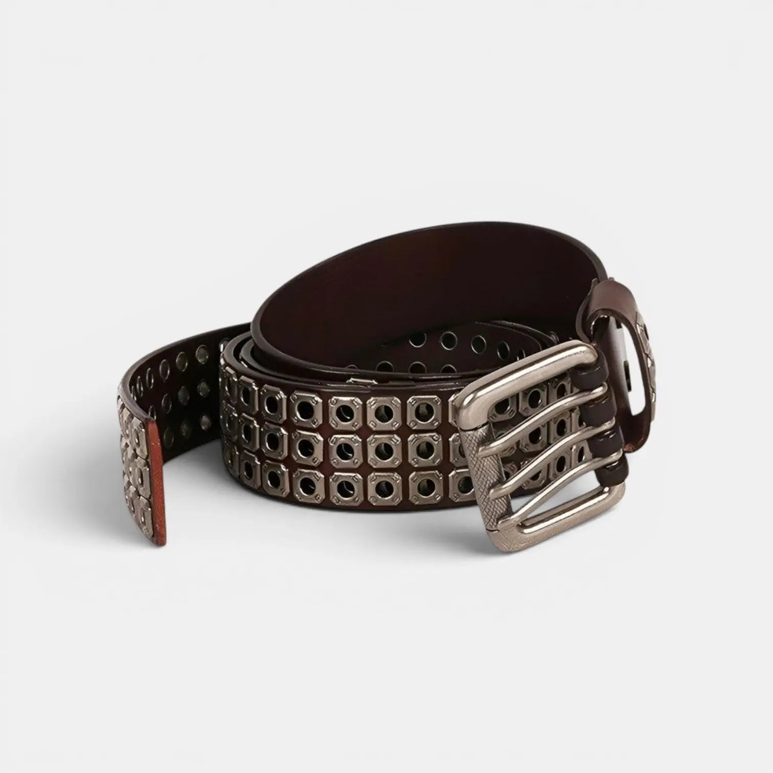 Ceinture Cloutée Cuir Rivets Boucle Triple Ardillon Mixte | Rivex La Maison de la Ceinture