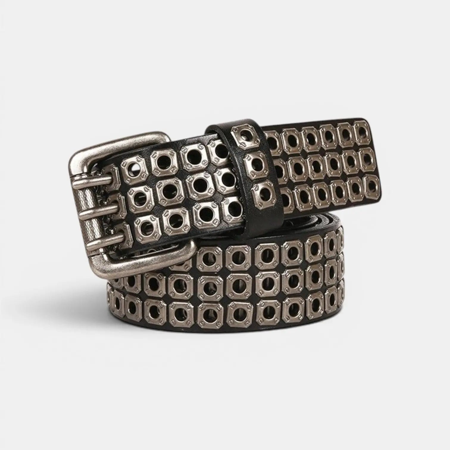 Ceinture Cloutée Cuir Rivets Boucle Triple Ardillon Mixte | Rivex La Maison de la Ceinture