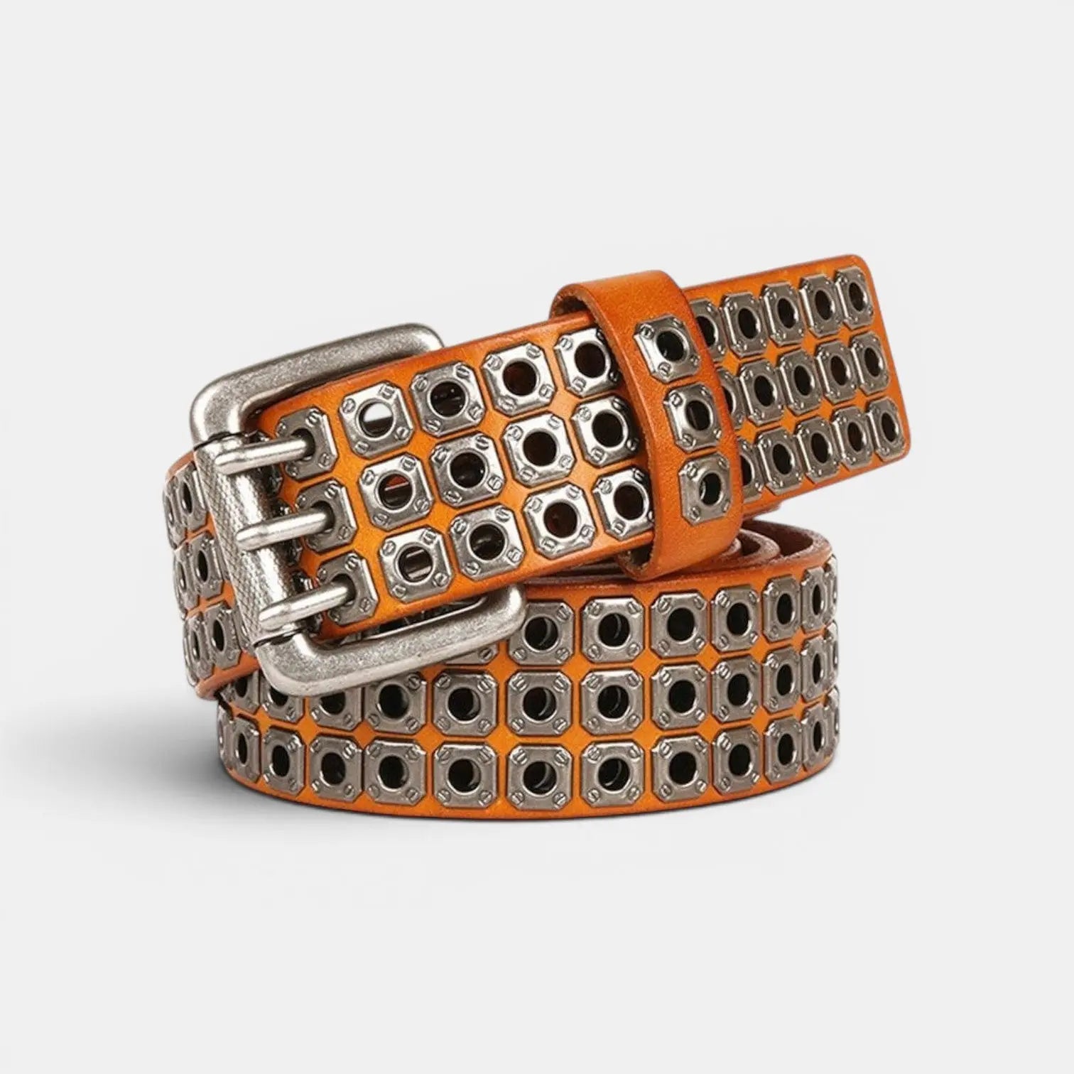 Ceinture Cloutée Cuir Rivets Boucle Triple Ardillon Mixte | Rivex La Maison de la Ceinture