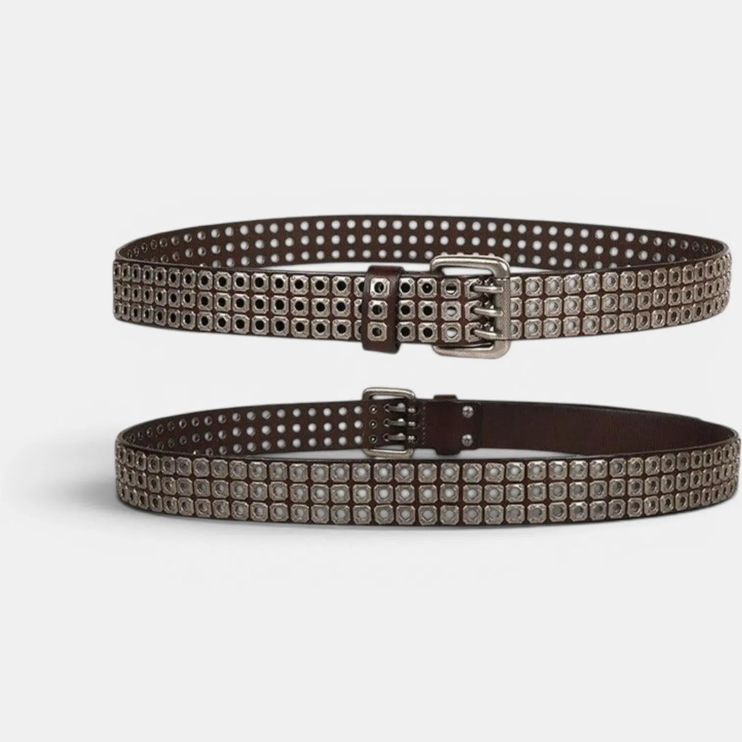 Ceinture Cloutée Cuir Rivets Boucle Triple Ardillon Mixte | Rivex La Maison de la Ceinture