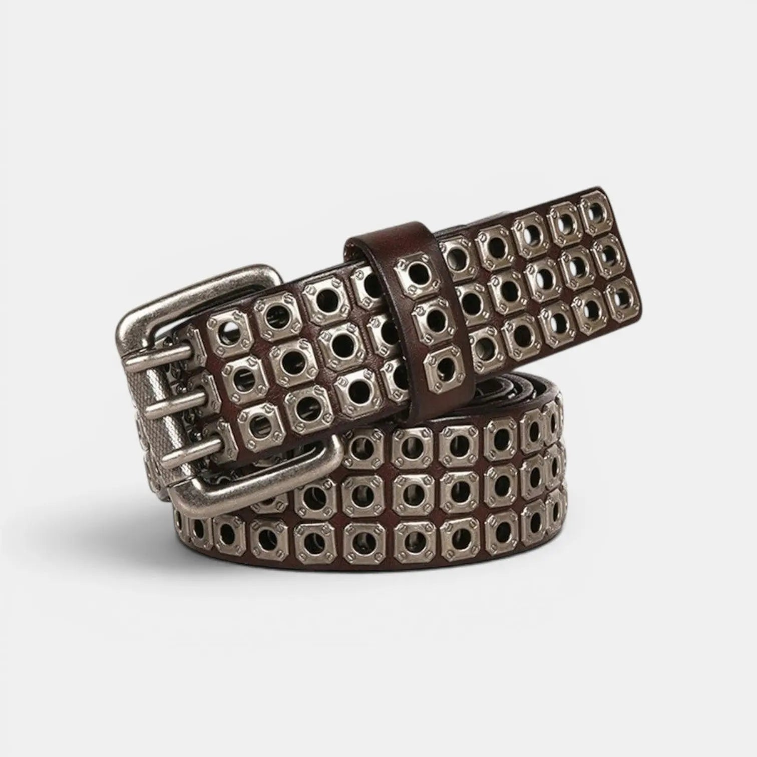 Ceinture Cloutée Cuir Rivets Boucle Triple Ardillon Mixte | Rivex La Maison de la Ceinture