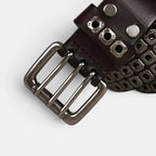 Ceinture Cloutée Cuir Rivets Boucle Triple Ardillon Mixte | Rivex La Maison de la Ceinture