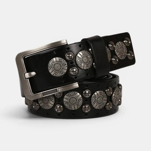 Ceinture Cloutée Cuir Homme Rivets Décorés Boucle Ardillon | Rikvox La Maison de la Ceinture