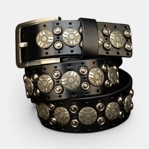 Ceinture Cloutée Cuir Homme Rivets Décorés Boucle Ardillon | Rikvox La Maison de la Ceinture