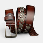 Ceinture Cloutée Cuir Homme Rivets Décorés Boucle Ardillon | Rikvox La Maison de la Ceinture