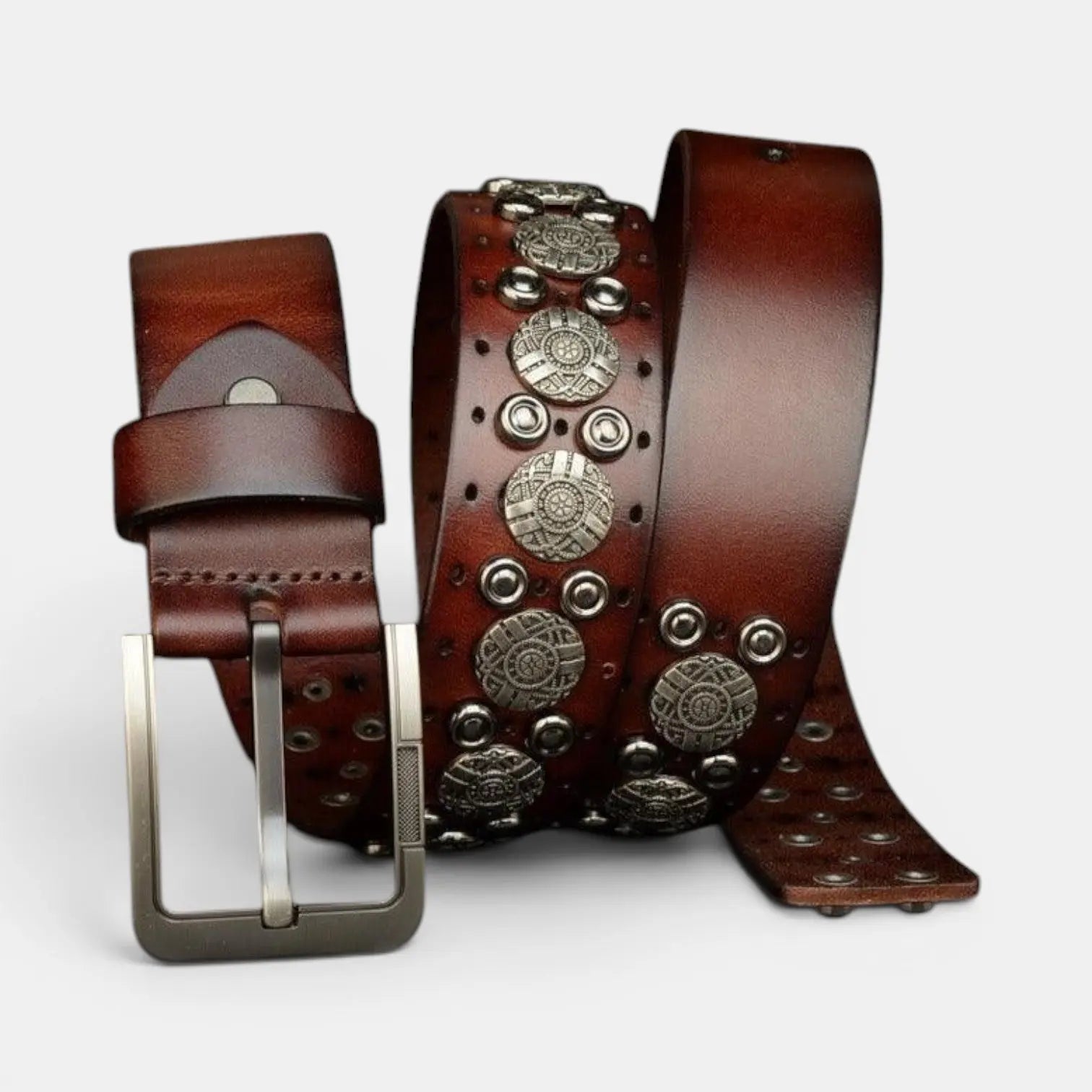 Ceinture Cloutée Cuir Homme Rivets Décorés Boucle Ardillon | Rikvox La Maison de la Ceinture