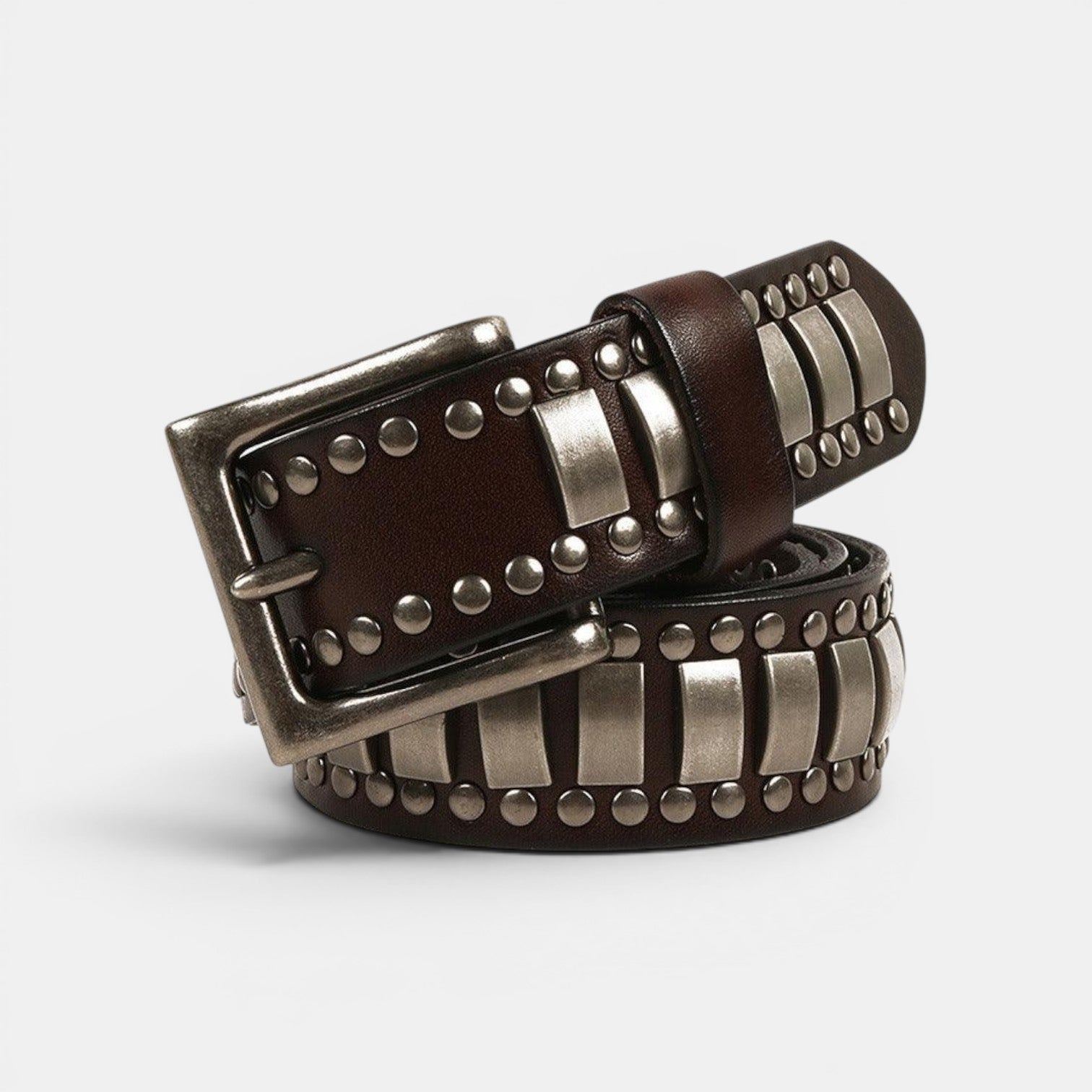 Ceinture Cuir Cloutée Boucle Ardillon Homme Noire | Vorkane
