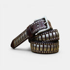 Ceinture Cuir Cloutée Boucle Ardillon Homme Noire | Vorkane