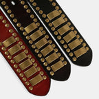 Ceinture Cuir Cloutée Boucle Ardillon Homme Noire | Vorkane