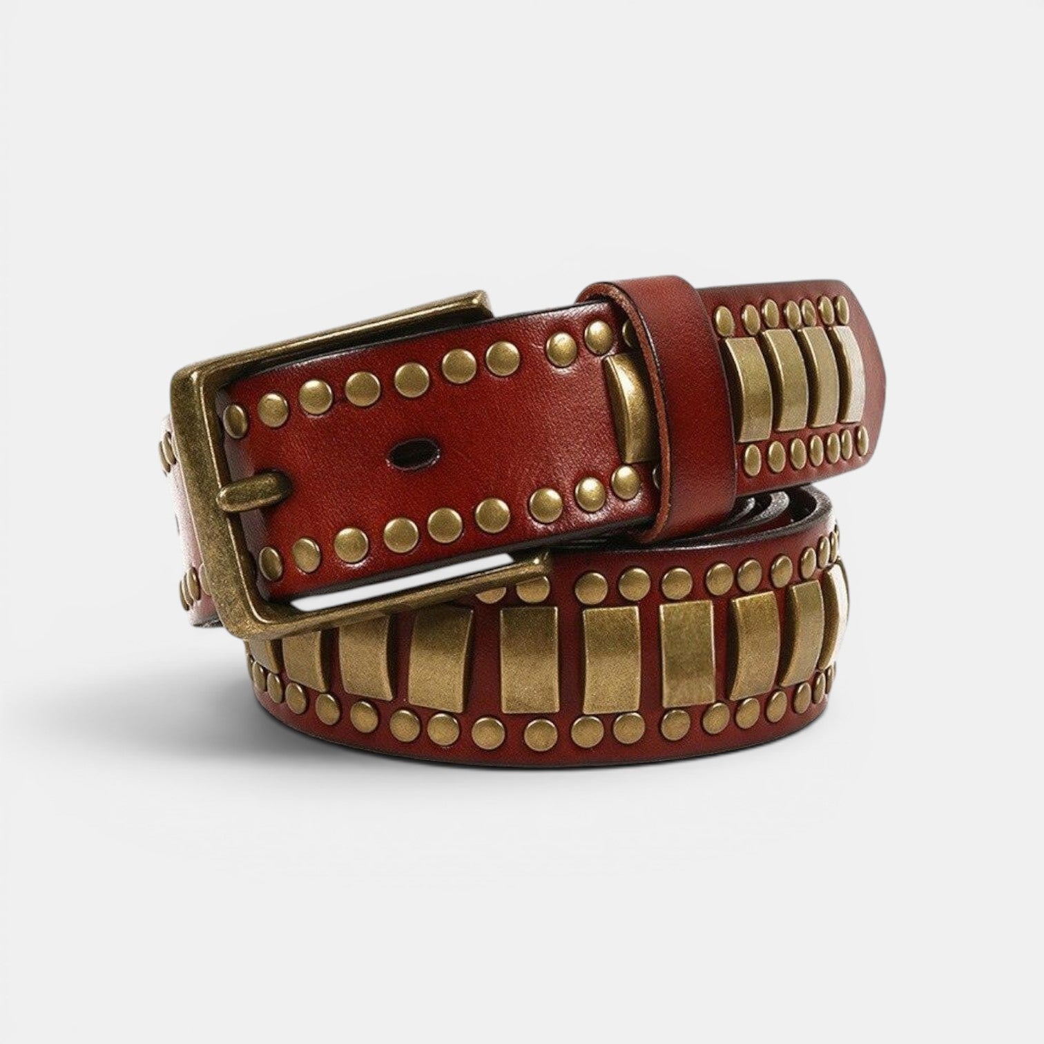 Ceinture Cuir Cloutée Boucle Ardillon Homme Noire | Vorkane