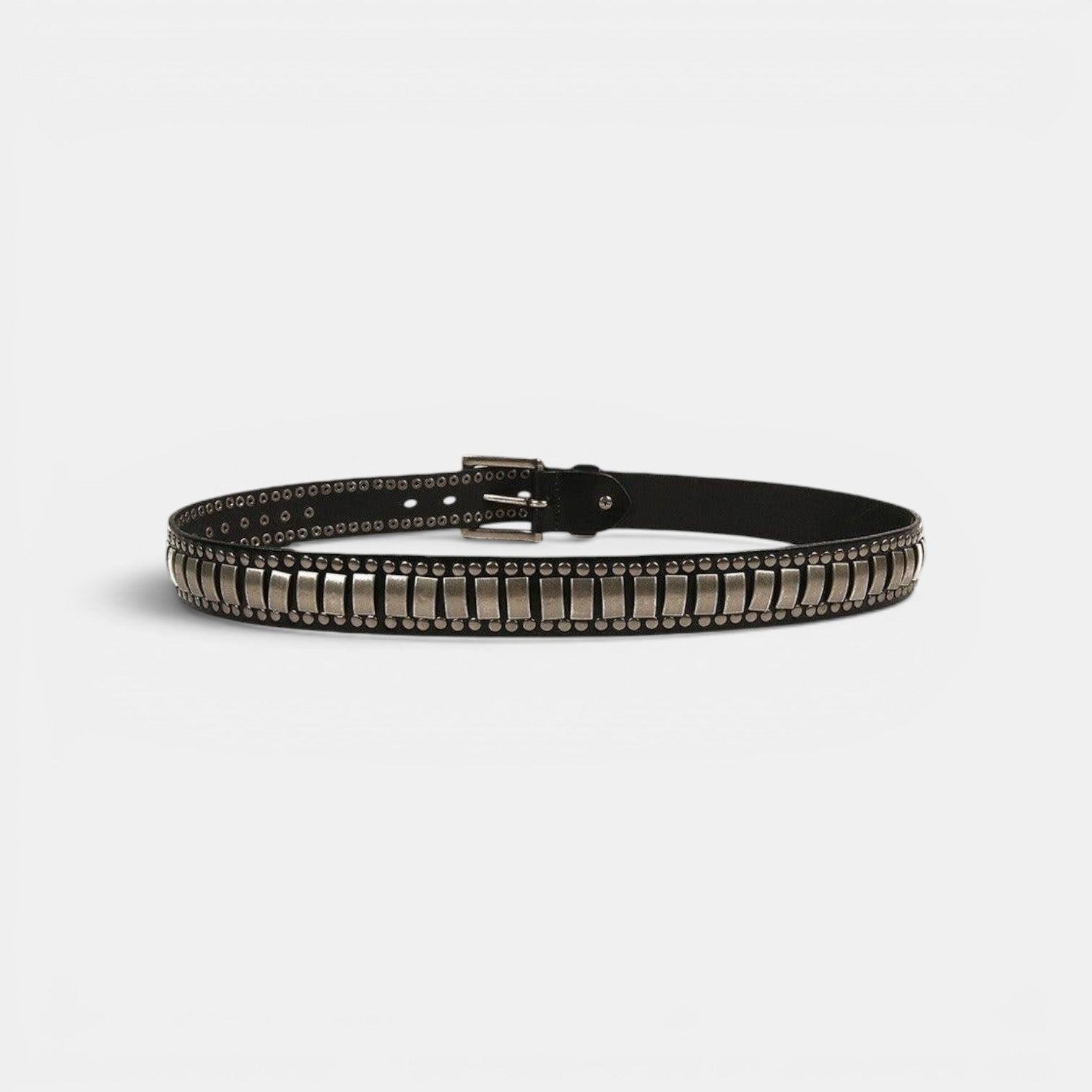 Ceinture Cuir Cloutée Boucle Ardillon Homme Noire | Vorkane