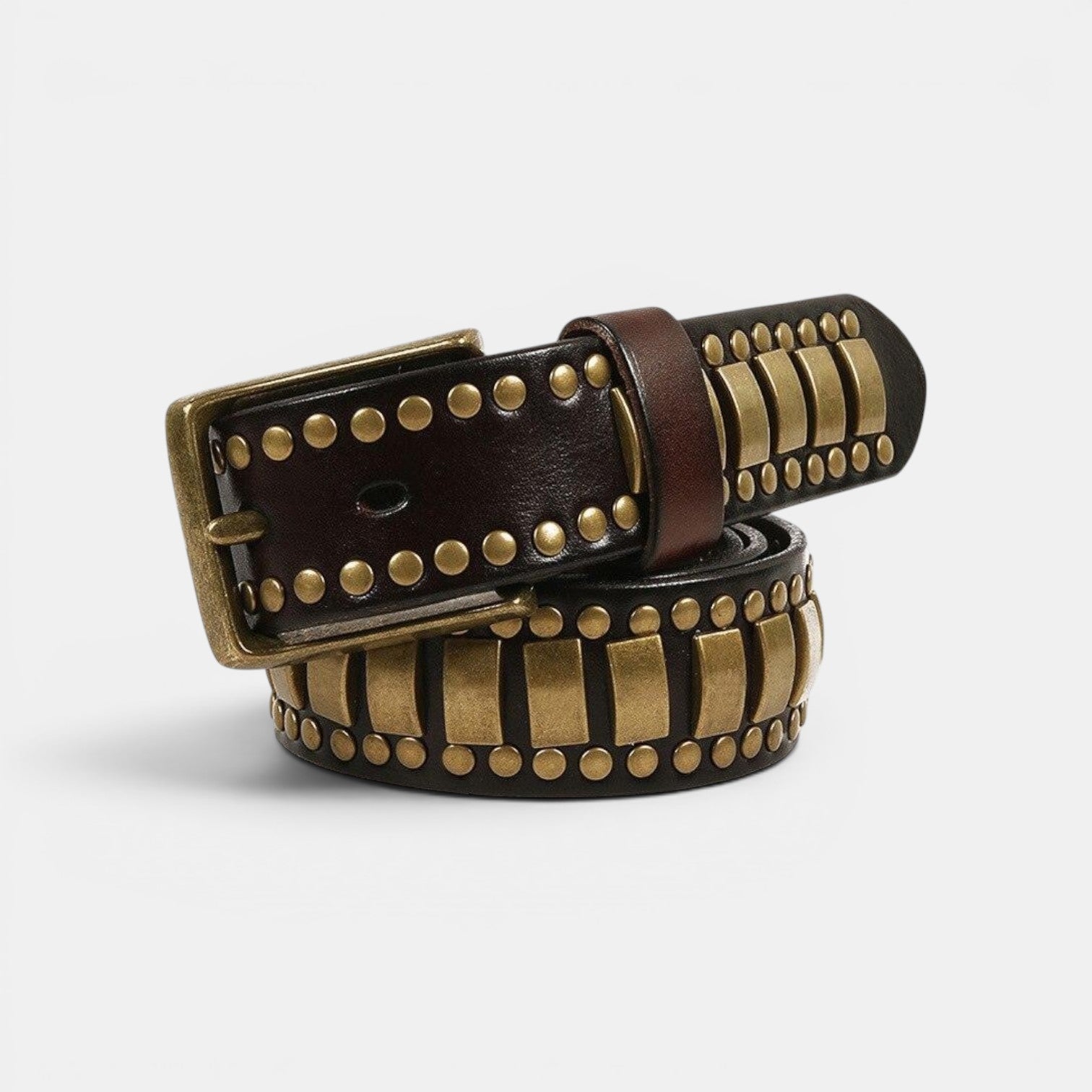 Ceinture Cuir Cloutée Boucle Ardillon Homme Noire | Vorkane