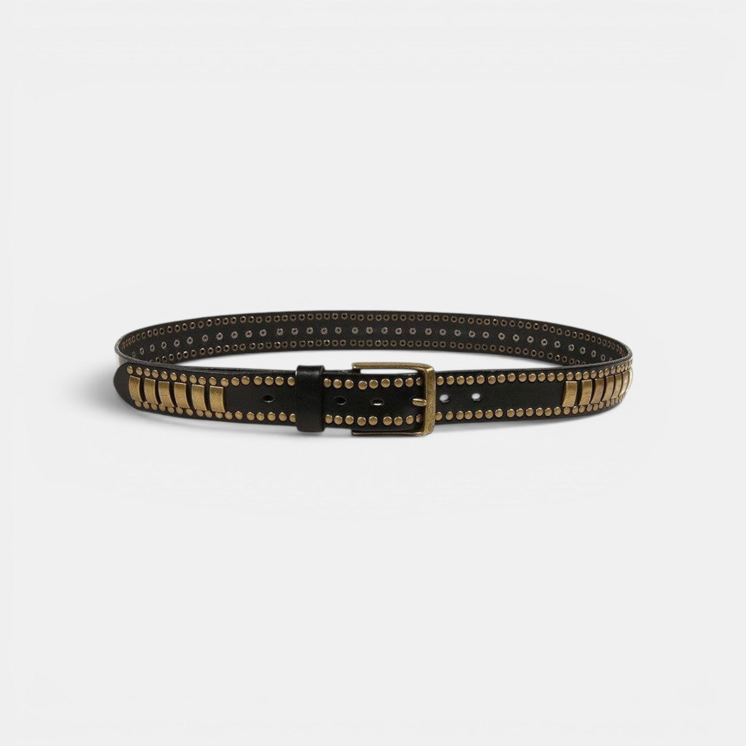 Ceinture Cuir Cloutée Boucle Ardillon Homme Noire | Vorkane