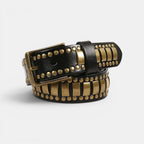 Ceinture Cuir Cloutée Boucle Ardillon Homme Noire | Vorkane