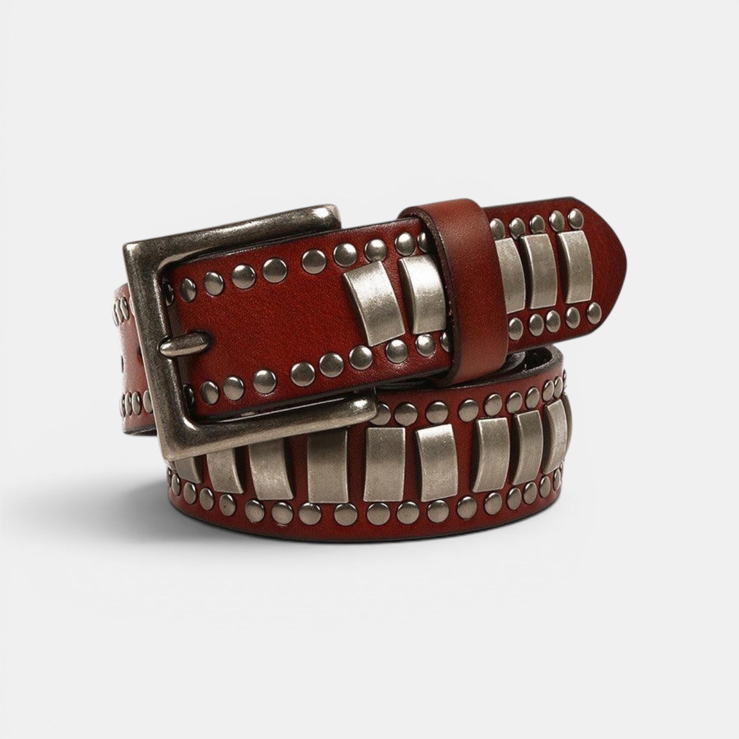 Ceinture Cuir Cloutée Boucle Ardillon Homme Noire | Vorkane
