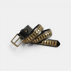 Ceinture Cuir Cloutée Boucle Ardillon Homme Noire | Vorkane