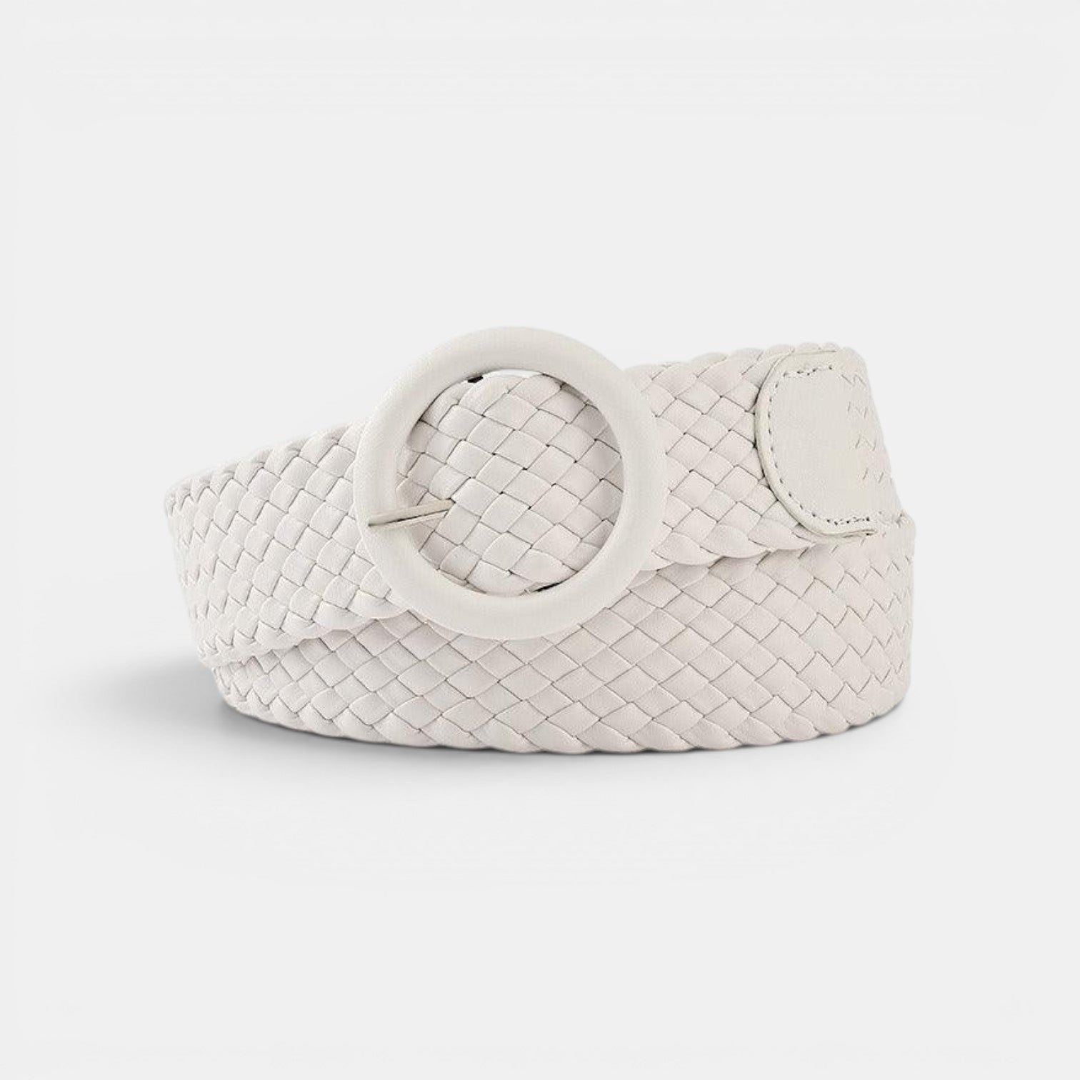 Ceinture Simili Cuir Femme Tressée Boucle Ronde Bleue | Vaslen