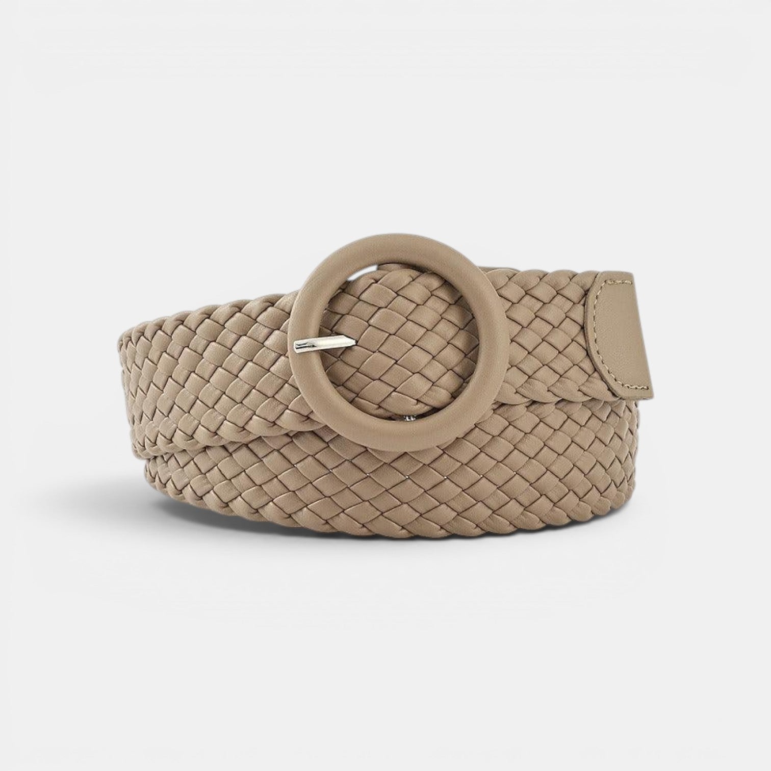 Ceinture Simili Cuir Femme Tressée Boucle Ronde Bleue | Vaslen