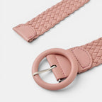 Ceinture Simili Cuir Femme Tressée Boucle Ronde Bleue | Vaslen