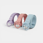 Ceinture Simili Cuir Femme Tressée Boucle Ronde Bleue | Vaslen