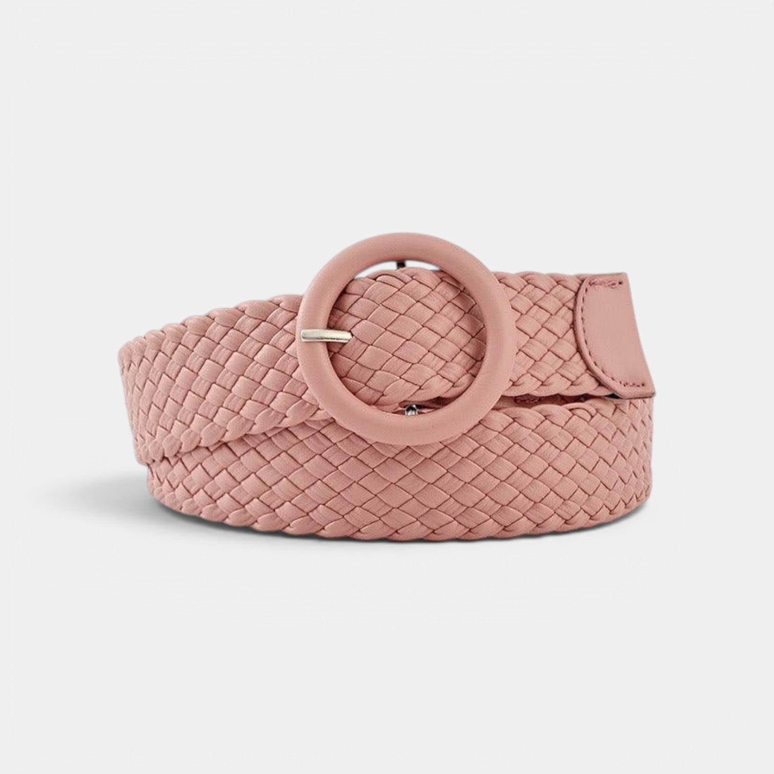 Ceinture Simili Cuir Femme Tressée Boucle Ronde Bleue | Vaslen