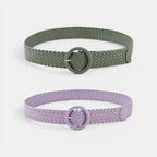 Ceinture Simili Cuir Femme Tressée Boucle Ronde Bleue | Vaslen