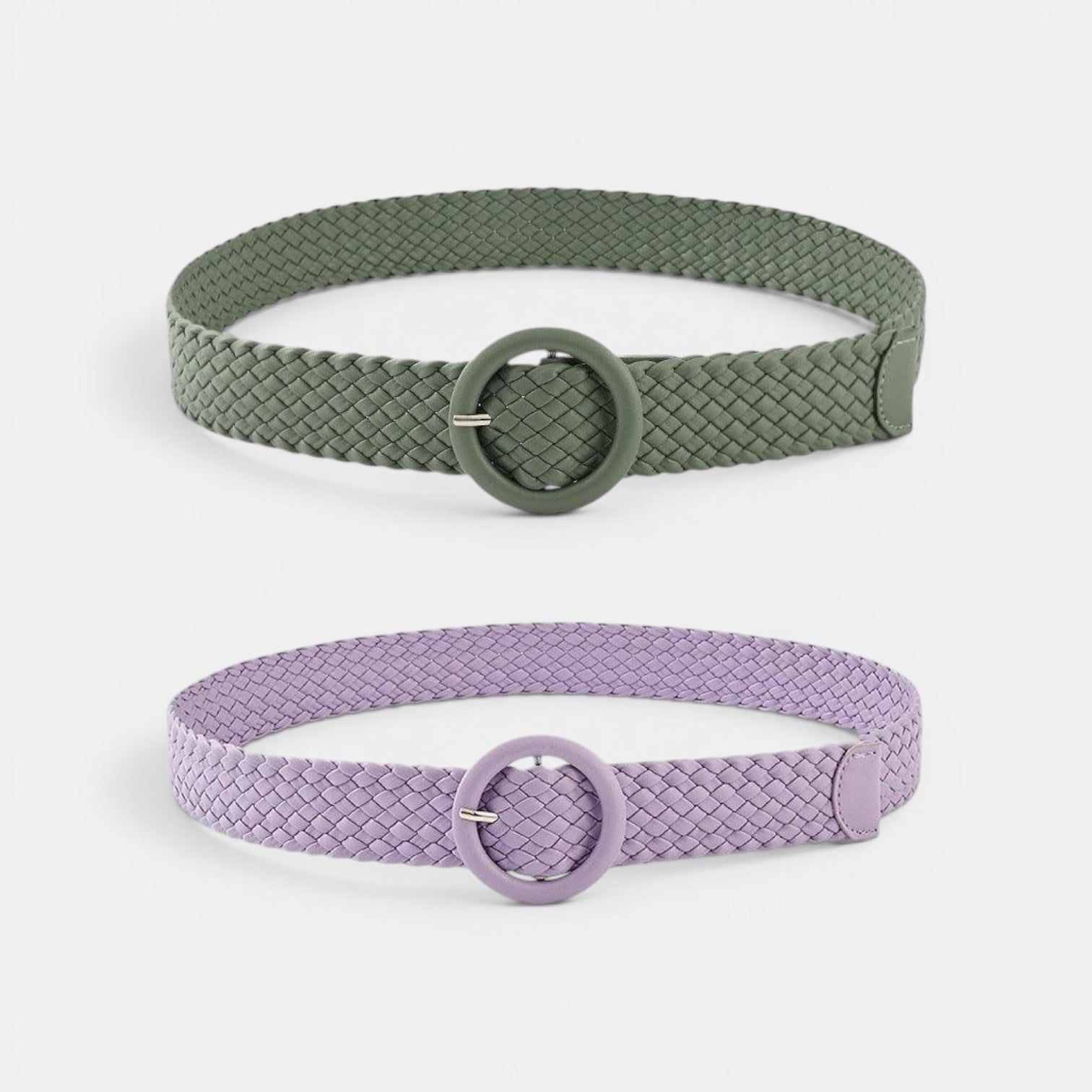 Ceinture Simili Cuir Femme Tressée Boucle Ronde Bleue | Vaslen