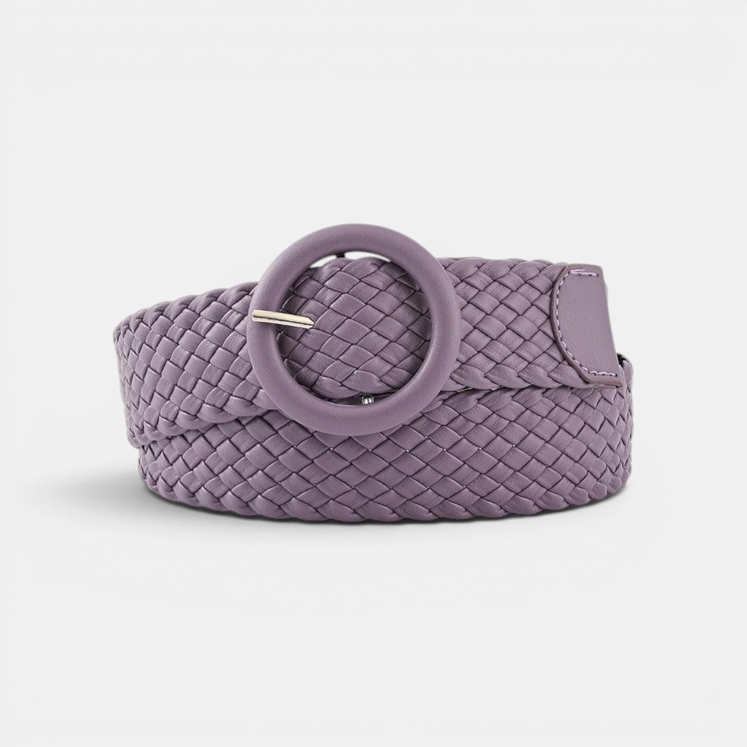 Ceinture Simili Cuir Femme Tressée Boucle Ronde Bleue | Vaslen