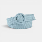 Ceinture Simili Cuir Femme Tressée Boucle Ronde Bleue | Vaslen
