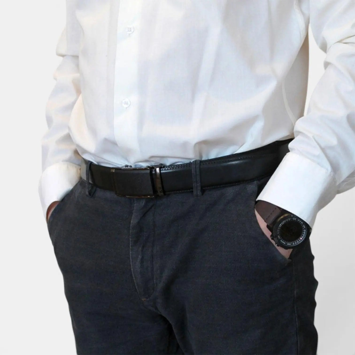 Ceinture Cuir Formelle Homme Boucle Automatique Noire | Forme La Maison de la Ceinture